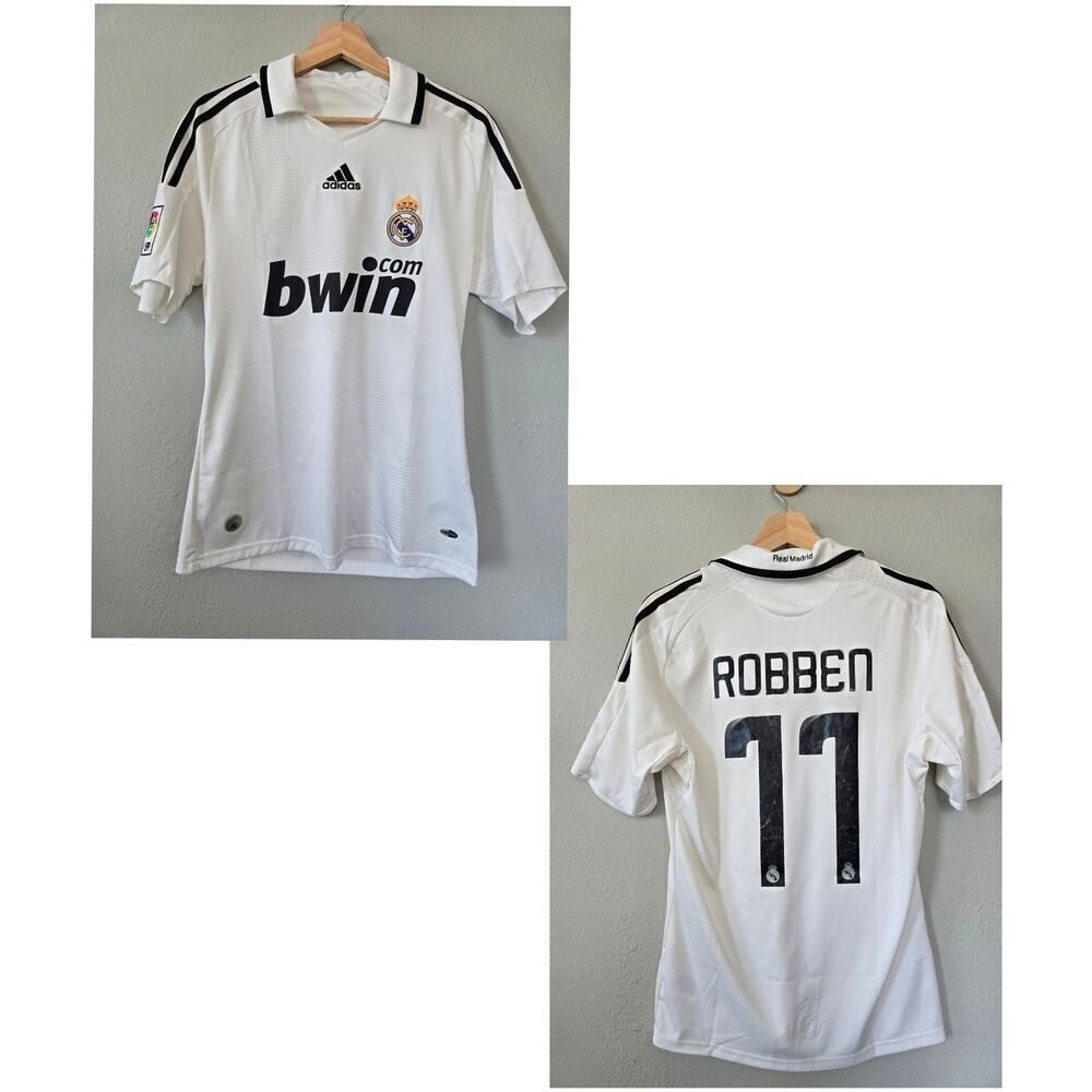 Real Madrid 08/09 Robben #11 Jersey Adidas Bwin – Y2K Vintage Football Shirt S